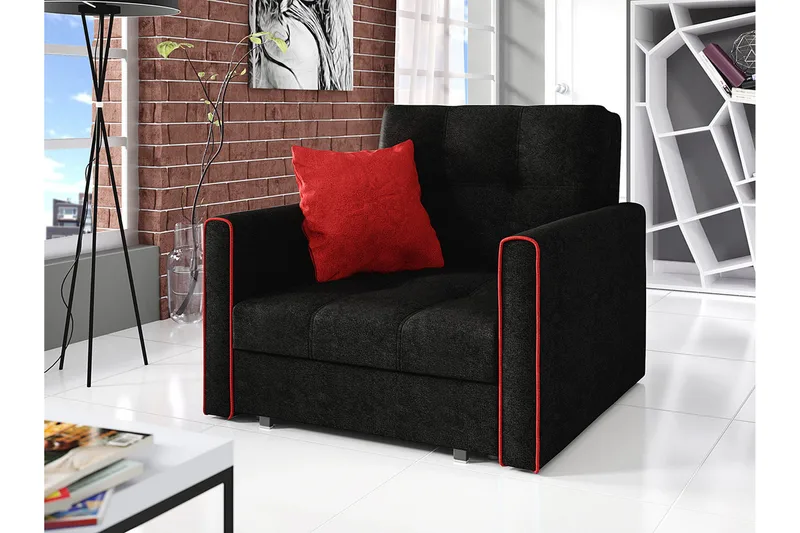 Bensbyn 2-personers Sovesofa 80x196 cm med Opbevaring i Stof - Sort - Møbler - Sofaer - Sovesofaer