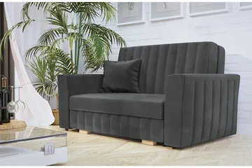 Bensbyn 2-personers Sovesofa 132x196 cm Sovbar Vertikalt Syet i Stof - Grå - Møbler - Sofaer - Sovesofaer