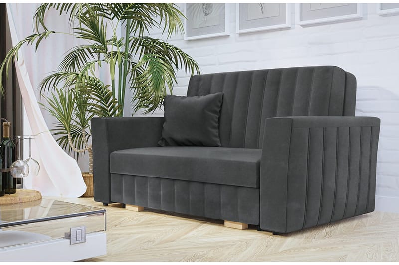 Bensbyn 2-personers Sovesofa 132x196 cm Sovbar Vertikalt Syet i Stof - Grå - Møbler - Sofaer - Sovesofaer