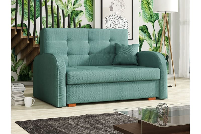 Bensbyn 2-personers Sovesofa 112x196 cm med Opbevaring i Stof - Blå|Grøn - Møbler - Sofaer - Sovesofaer