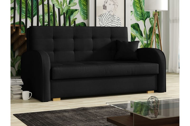 Bensbyn 3-Pers. Sovesofa - Velour/Sort - Sovesofaer - 3 personers sovesofa - Velour sofaer