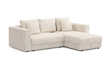 Bergen ekstra dyb, 3-personers sovesofa med vendbar chaiselong og opbevaring i fløjl - Beige - Møbler - Sofaer - Sovesofaer
