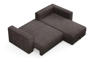Bergen ekstra dyb, 3-personers sovesofa med vendbar chaiselong og opbevaring i fløjl - Taupe - Møbler - Sofaer - Sovesofaer