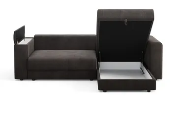 Bergen ekstra dyb, 3-personers sovesofa med vendbar chaiselong og opbevaring i fløjl - Taupe - Møbler - Sofaer - Sovesofaer