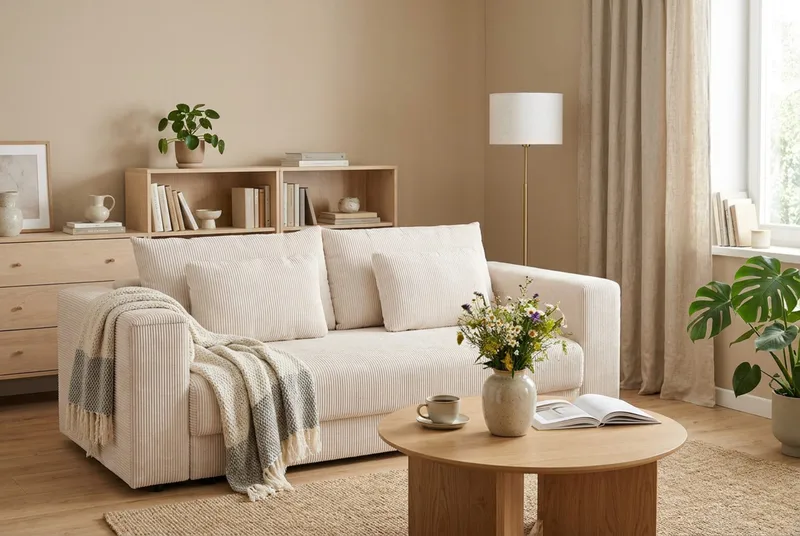 Bergen ekstra dyb, 3-personers sovesofa med opbevaring i fløjl - Beige - Møbler - Sofaer - Sovesofaer