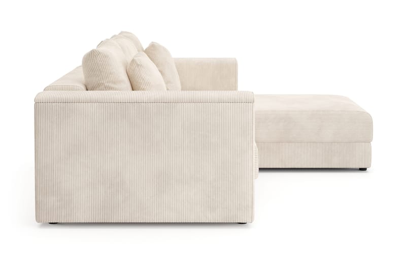 Bergen ekstra dyb, 3-personers sovesofa med vendbar chaiselong og opbevaring i fløjl - Beige - Møbler - Sofaer - Sovesofaer