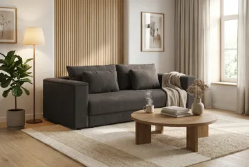 Bergen ekstra dyb, 3-personers sovesofa med opbevaring i fløjl - Taupe - Møbler - Sofaer - Sovesofaer