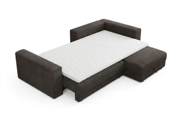 Bergen Ekstra dyb 3-personers sovesofa med divan og topmadras i polyetherskum og vaskbart betræk - Taupe - Møbler - Sofaer - Sovesofaer