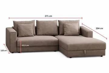 Bergen ekstra dyb 3-personers sovesofa med vendbar chaiselong og opbevaring - Brun - Møbler - Sofaer - Sovesofaer