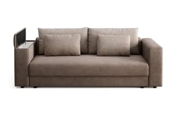 Bergen Ekstra dyb 3-personers sovesofa med topmadras i polyetherskum og vaskbart betræk - Brun - Møbler - Sofaer - Sovesofaer