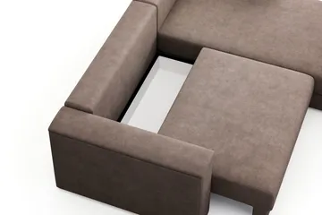 Bergen Ekstra dyb 3-personers sovesofa med divan og topmadras i polyetherskum og vaskbart betræk - Brun - Møbler - Sofaer - Sovesofaer