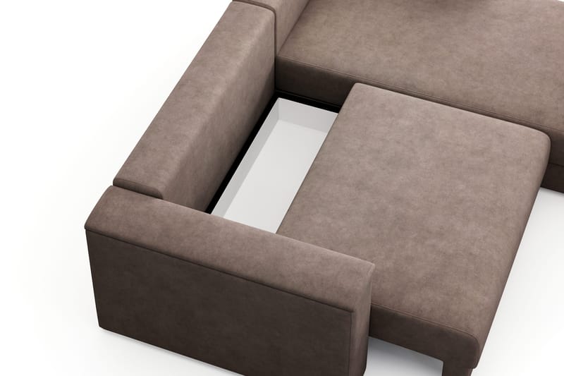 Bergen Ekstra dyb 3-personers sovesofa med divan og topmadras i latex og vaskbart betræk - Brun stof - Møbler - Sofaer - Sovesofaer - Sovesofa chaiselong