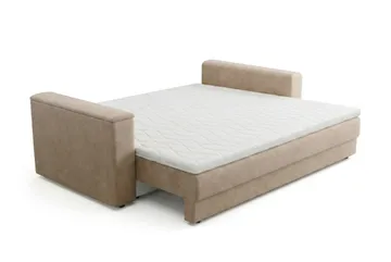Bergen Ekstra dyb 3-personers sovesofa med topmadras i polyetherskum og vaskbart betræk - Beige - Møbler - Sofaer - Sovesofaer