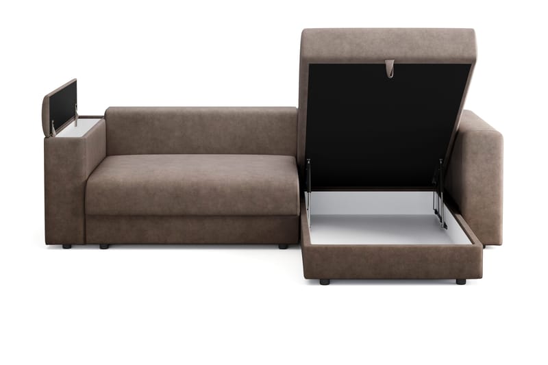 Bergen Ekstra dyb 3-personers sovesofa med divan og topmadras i latex og vaskbart betræk - Brun stof - Møbler - Sofaer - Sovesofaer - Sovesofa chaiselong
