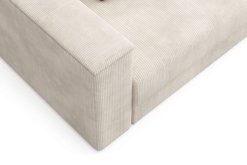 Bergen Ekstra dyb Fremadudtræk 3-personers sovesofa med divan og topmadras i polyetherskum, vendbar sommer- og vinterside og vaskbart betræk - Beige fløjl - Møbler - Sofaer - Sovesofaer - Sovesofa chaiselong