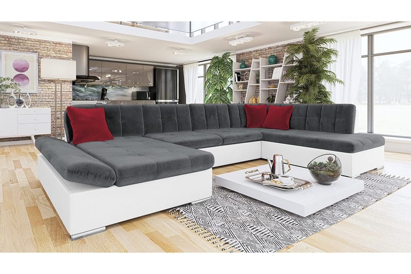 Bergen U-sovesofa 345x205x77 cm - Sovesofaer - Sovesofa chaiselong - Lædersofaer - Velour sofaer