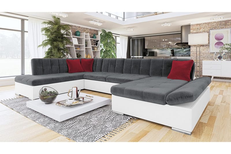 Bergen U-sovesofa 345x205x77 cm - Sovesofaer - Sovesofa chaiselong - Lædersofaer - Velour sofaer