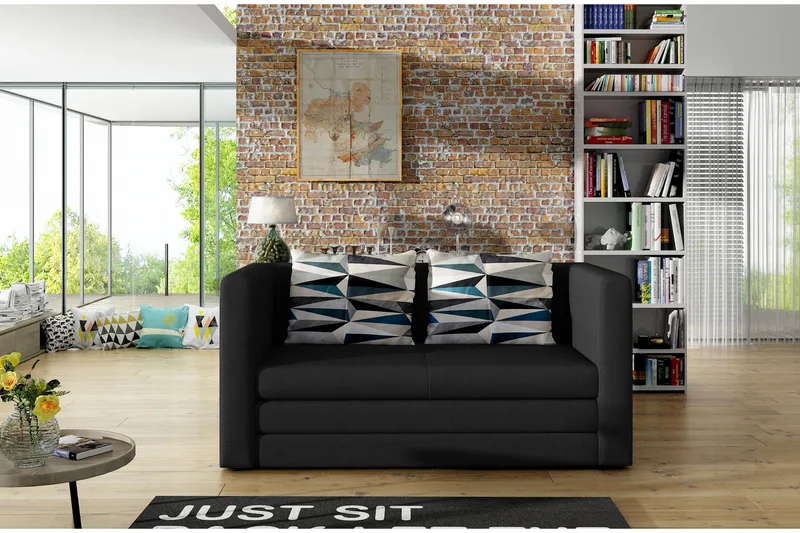 Bernueces 2-personers Rektangulær Sovesofa 110x210 cm i Stof, Sort