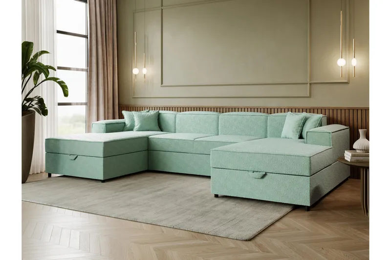 Bizantine Sovesofa med dobbeldivan 4-personers - Grøn - Møbler - Sofaer - Sovesofaer