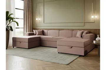 Bizantine Sovesofa med dobbeldivan 4-personers - Lyserød - Møbler - Sofaer - Sovesofaer