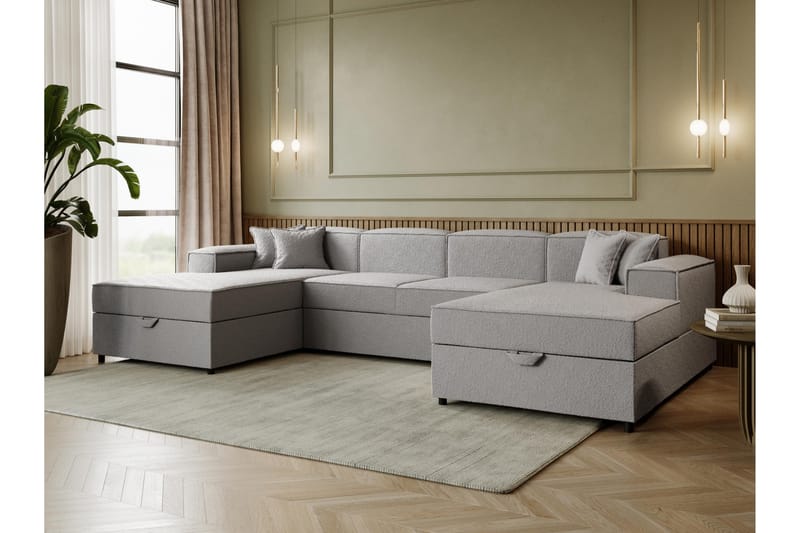 Bizantine Sovesofa med dobbeldivan 4-personers - Hvid/Sort - Møbler - Sofaer - Sovesofaer