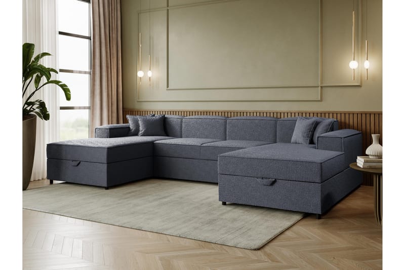 Bizantine Sovesofa med dobbeldivan 4-personers - Grå - Møbler - Sofaer - Sovesofaer
