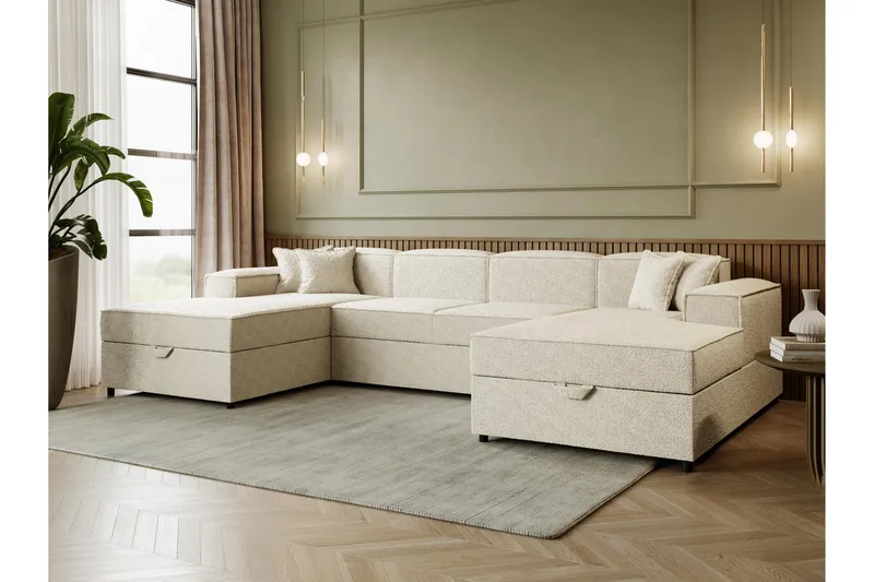 Bizantine Sovesofa med dobbeldivan 4-personers - Beige - Møbler - Sofaer - Sovesofaer