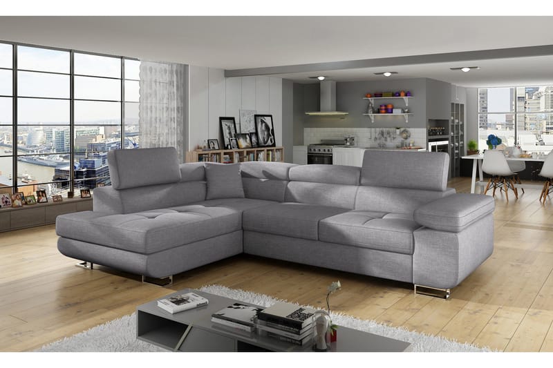 Bobis 4-personers Sovesofa med Chaiselong - Lysegrå - Møbler - Sofaer - Sovesofaer