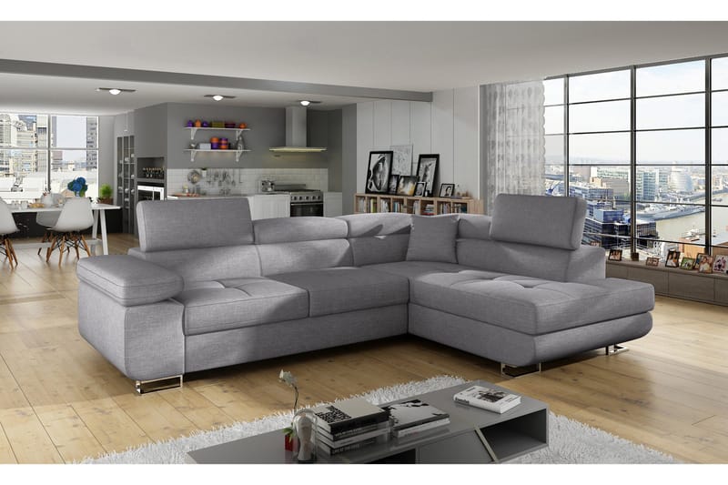 Bobis 4-personers Sovesofa med Chaiselong - Lysegrå - Møbler - Sofaer - Sovesofaer