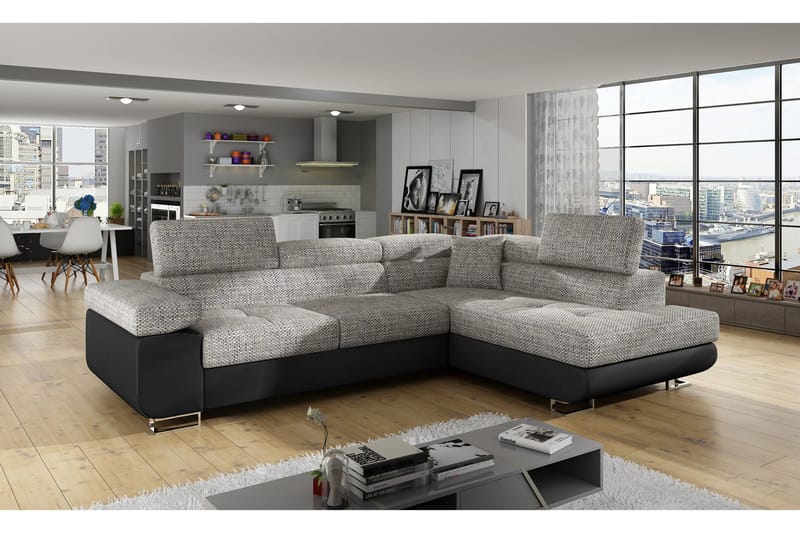 Bobis Sovesofa med Chaiselong Højre - Grå/Sort - Møbler - Sofaer - Sovesofaer