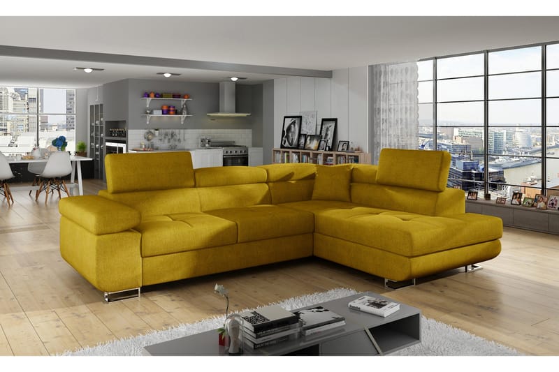 Bobis Sovesofa med Chaiselong Højre - Gul - Møbler - Sofaer - Sovesofaer