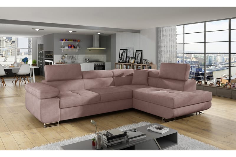 Bobis Sovesofa med Chaiselong Højre - Lyserød - Møbler - Sofaer - Sovesofaer