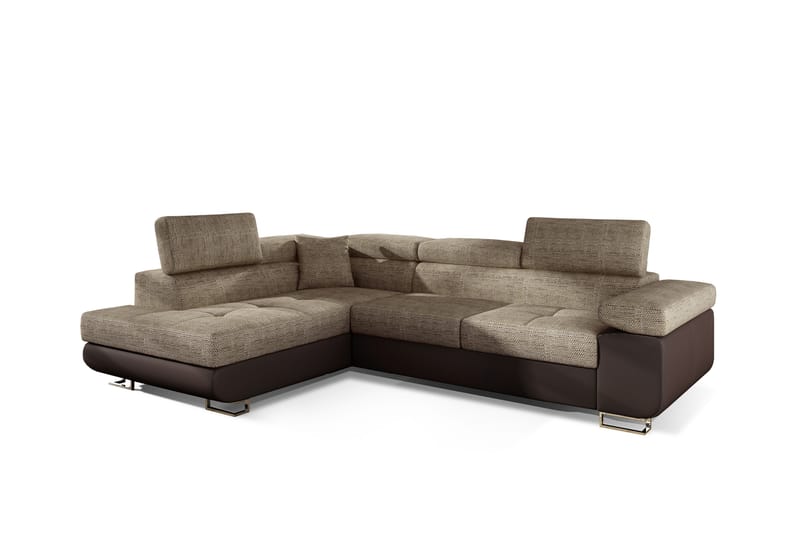 Bobis Sovesofa med Chaiselong Venstre - Beige/Brun - Sovesofaer - Sovesofa chaiselong