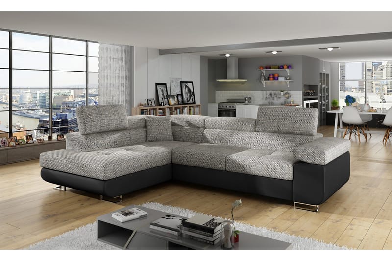 Bobis Sovesofa med Chaiselong Venstre - Grå/Sort - Møbler - Sofaer - Sovesofaer