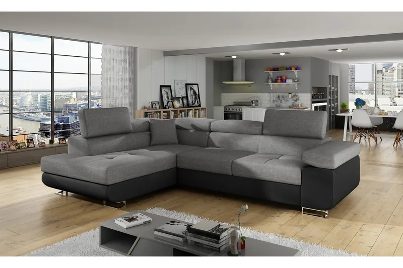 Bobis Sovesofa med Chaiselong Venstre, Grå/Sort