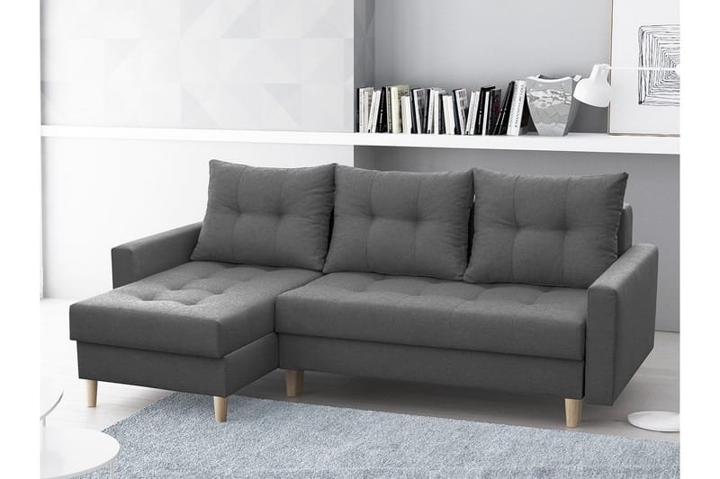 Bodo Sovesofa med diva 222x140x90 cm - Mørkegrå - Møbler - Sofaer - Sovesofaer