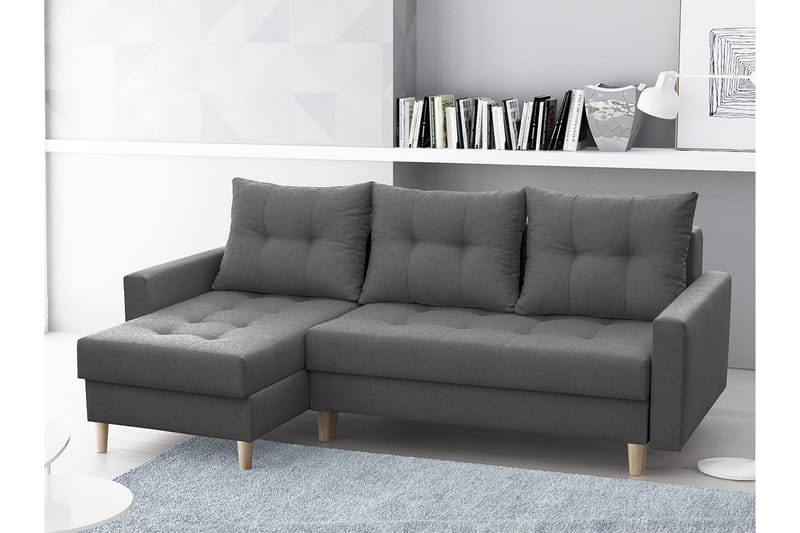 Bodo Sovesofa med diva 222x140x90 cm - Mørkegrå - Sovesofaer - Sovesofa chaiselong