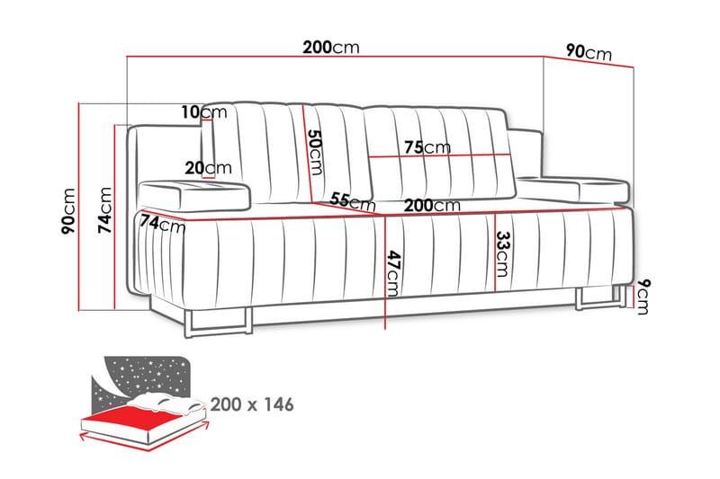 Bonsall 3-pers. Sovesofa - Møbler - Sofaer - Sovesofaer