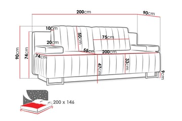 Bonsall 3-pers. Sovesofa - Grå - Møbler - Sofaer - Sovesofaer