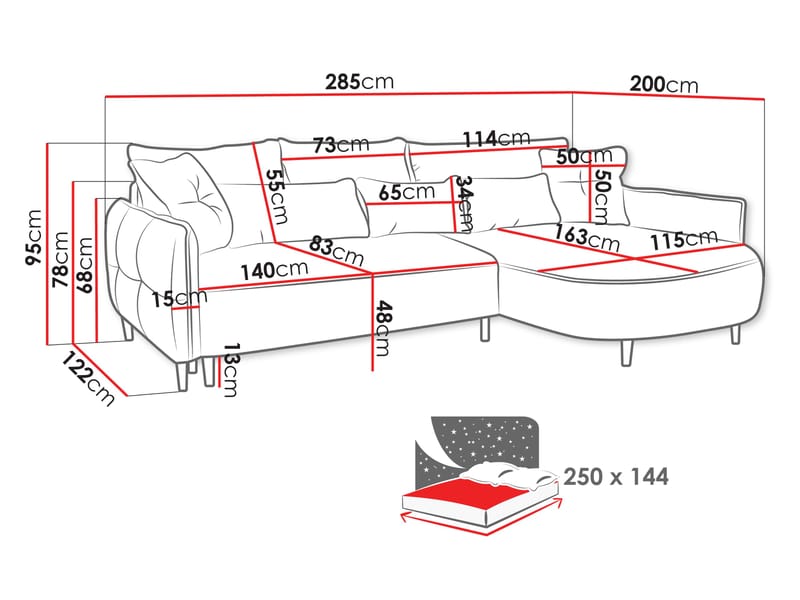 Bornalle 3-personers sovesofa med chaiselong - beige - Møbler - Sofaer - Sovesofaer
