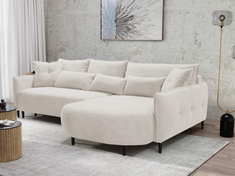 Bornalle 3-personers sovesofa med chaiselong - beige - Møbler - Sofaer - Sovesofaer