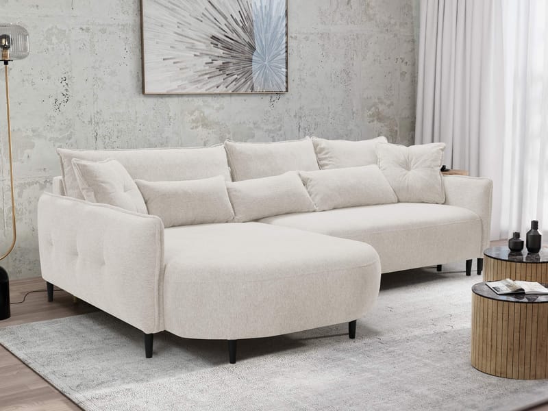 Bornalle 3-personers sovesofa med chaiselong - beige - Møbler - Sofaer - Sovesofaer