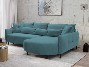 Bornalle 3-personers sovesofa med chaiselong - turkis - Møbler - Sofaer - Sovesofaer