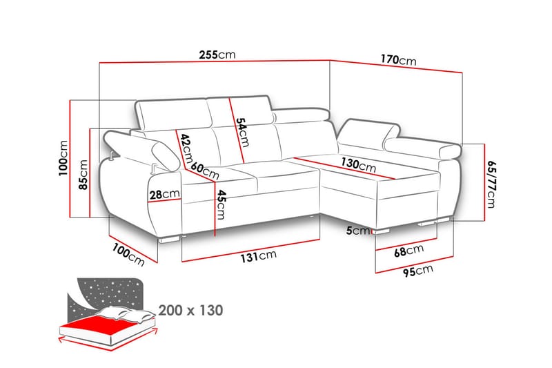 Boston Hjørnesofa Højre - Brun - Sovesofaer - Sovesofa chaiselong - Velour sofaer