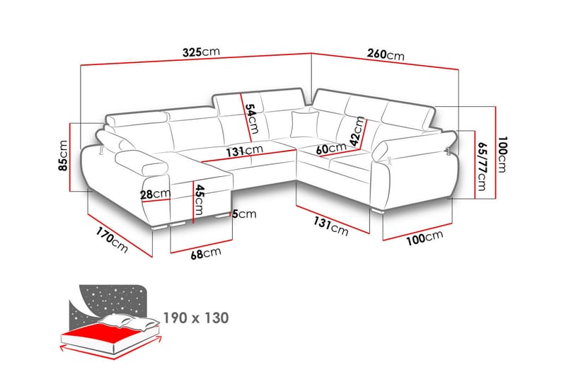 Boston Hjørnesofa Højre - Brun/Grå - Sovesofaer - Hjørnesovesofa - Velour sofaer