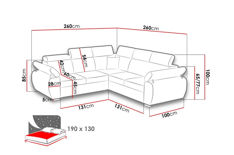Boston Hjørnesofa - Mørkegrå - Møbler - Sofaer - Sovesofaer