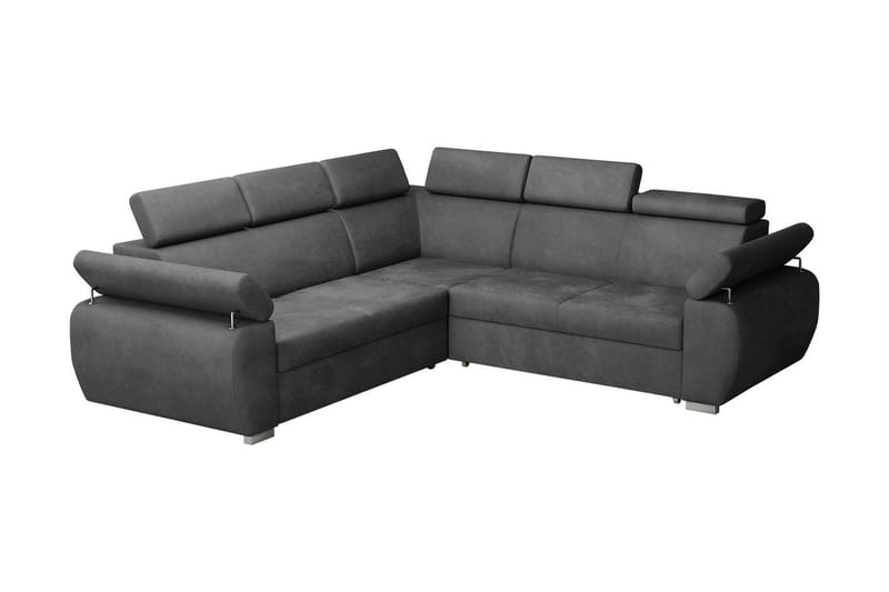 Boston Hjørnesofa - Mørkegrå - Sovesofaer - Hjørnesovesofa - Velour sofaer