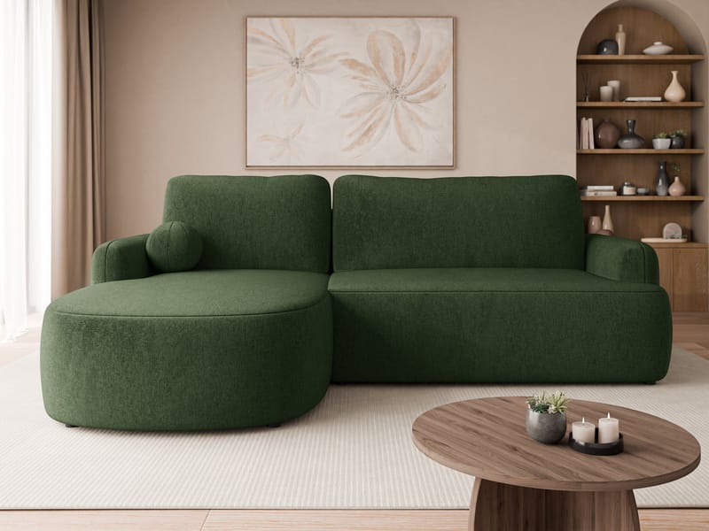 Branrel 3-personers sofa med chaiselong - grøn - Møbler - Sofaer - Sovesofaer