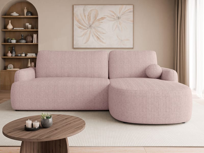 Branrel 3-personers sofa med chaiselong - pink - Møbler - Sofaer - Sovesofaer
