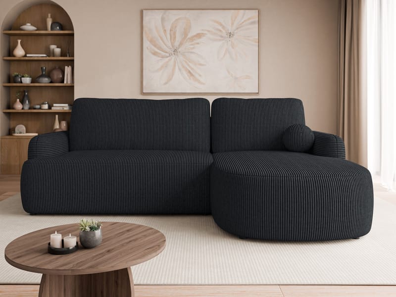 Branrel 3-personers sofa med chaiselong - sort - Møbler - Sofaer - Sovesofaer